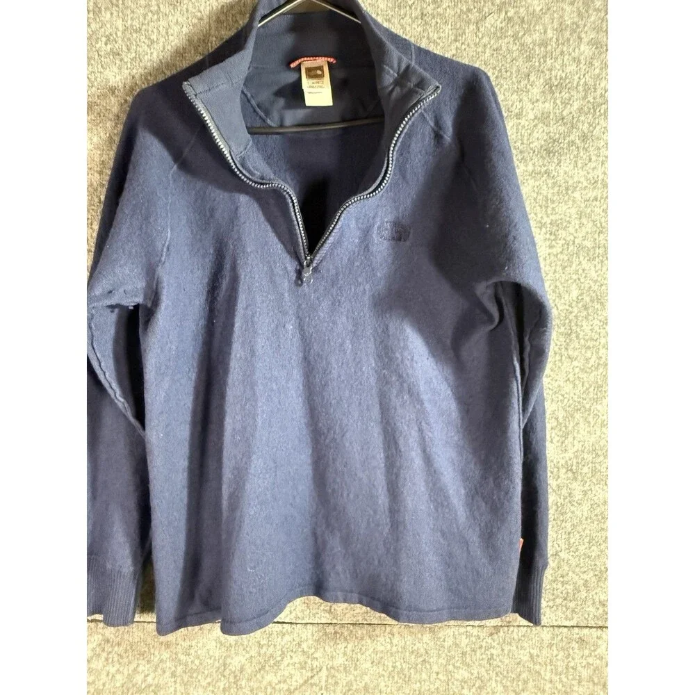 The North Face Men’s Wool‑Blend Quarter Zip Sweater – Blue – XL (Shrunk)
